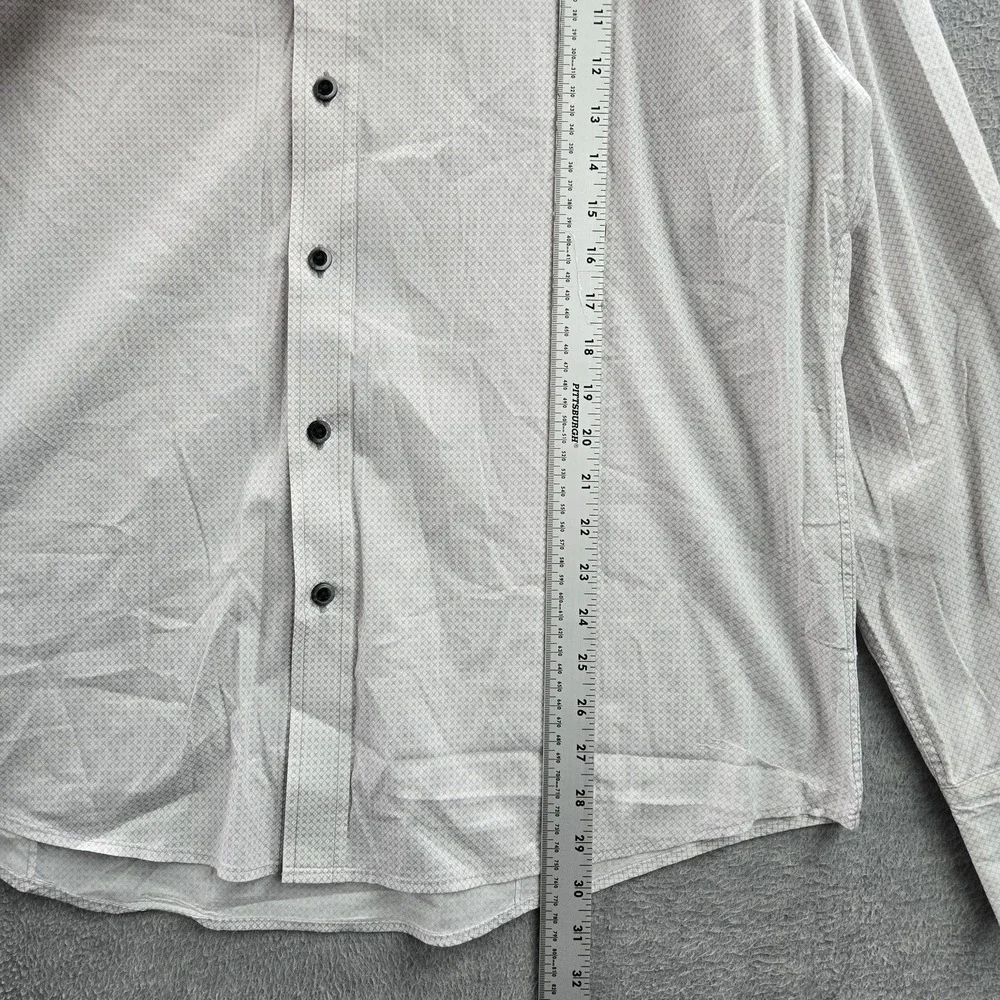 7 Diamonds‎ Men Button Up Shirt XXL Gray Geometric Long Sleeve
